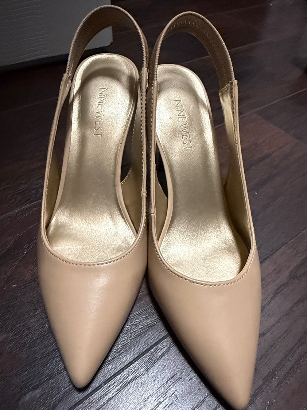 Nine West Nude Pointed-Toe Slingback Heels